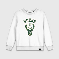 Свитшот хлопковый детский Милуоки Бакс - команда НБА, цвет: белый