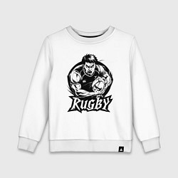 Свитшот хлопковый детский Регбист с мячом в руках аниме, цвет: белый