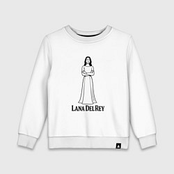 Свитшот хлопковый детский Lana Del Rey нарисованная черными линиями, цвет: белый