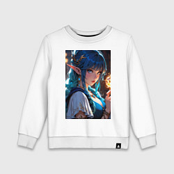 Детский свитшот Прекрасная эльфийка-маг с шаром огня