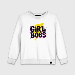 Свитшот хлопковый детский Girl boss, цвет: белый