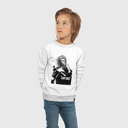 Свитшот хлопковый детский Леди Гага на байке, цвет: белый — фото 2
