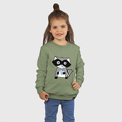 Свитшот хлопковый детский Енот-мальчик, цвет: авокадо — фото 2