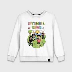 Свитшот хлопковый детский System of a Down, мультяшный стиль, цвет: белый
