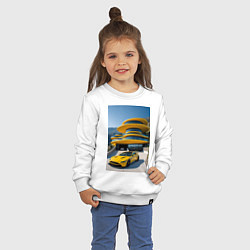 Свитшот хлопковый детский Желтый суперкар у дома, цвет: белый — фото 2