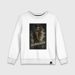 Свитшот хлопковый детский XXXTentacion и облака дыма, цвет: белый
