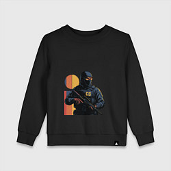 Свитшот хлопковый детский Поп-арт контр-террорист CS 2, цвет: черный