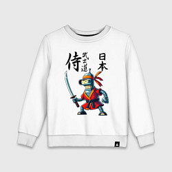 Свитшот хлопковый детский Bender bending robot with katana - samurai, цвет: белый