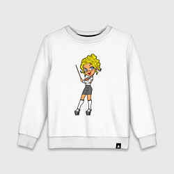 Свитшот хлопковый детский Училка блондинка, цвет: белый