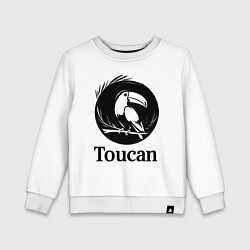 Свитшот хлопковый детский Тукан в круге, цвет: белый