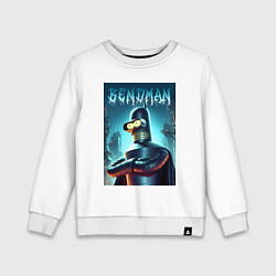 Свитшот хлопковый детский Bender Batman - ai art collaboration, цвет: белый