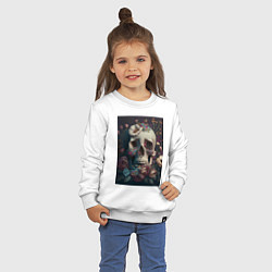 Свитшот хлопковый детский Череп в цветах, цвет: белый — фото 2