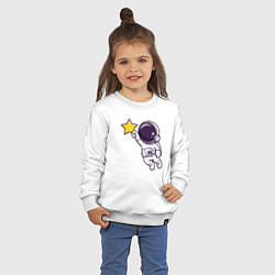 Свитшот хлопковый детский Звёздный космонавтик, цвет: белый — фото 2