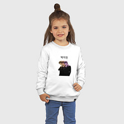 Свитшот хлопковый детский Чимин BTS, цвет: белый — фото 2