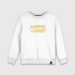 Свитшот хлопковый детский Wednesday Camper in chief, цвет: белый