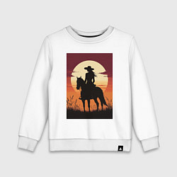 Свитшот хлопковый детский Всадница в стиле дикого запада, цвет: белый