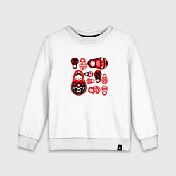 Свитшот хлопковый детский Матрёшки расписные, цвет: белый