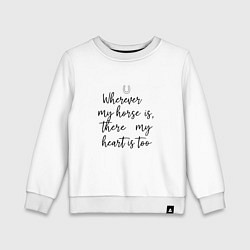 Свитшот хлопковый детский Wherever my horse, цвет: белый