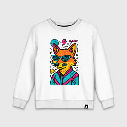 Свитшот хлопковый детский Лиса поп арт, цвет: белый