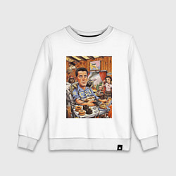 Свитшот хлопковый детский Кофе по венам, цвет: белый