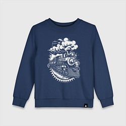 Свитшот хлопковый детский Паровой вихрь, цвет: тёмно-синий
