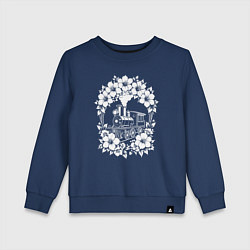 Свитшот хлопковый детский Цветочный экспресс, цвет: тёмно-синий