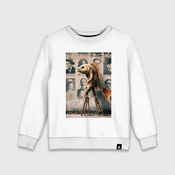 Свитшот хлопковый детский Окунь на ходулях - нейроарт фантазия, цвет: белый