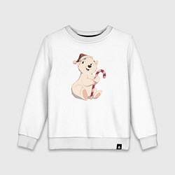 Свитшот хлопковый детский Медвежонок с конфетой, цвет: белый