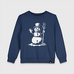 Свитшот хлопковый детский Снеговик приветливый, цвет: тёмно-синий