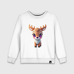 Свитшот хлопковый детский Милый оленёнок: звёздные глаза, цвет: белый