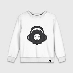 Свитшот хлопковый детский Логотип c лицом и шестернёй в наушниках, цвет: белый