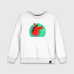 Свитшот хлопковый детский Красная лошадь и подкова, цвет: белый