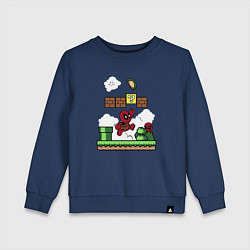 Свитшот хлопковый детский Deadpool Mario, цвет: тёмно-синий