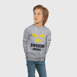 Свитшот хлопковый детский Swedish Hockey, цвет: меланж — фото 2