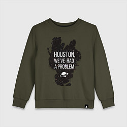 Свитшот хлопковый детский Хьюстон, у нас проблемы, цвет: хаки