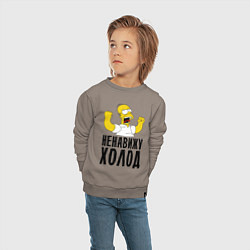Свитшот хлопковый детский Ненавижу холод, цвет: утренний латте — фото 2
