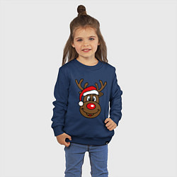 Свитшот хлопковый детский Рождественский олень, цвет: тёмно-синий — фото 2