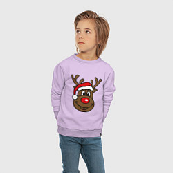 Свитшот хлопковый детский Рождественский олень, цвет: лаванда — фото 2