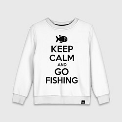 Свитшот хлопковый детский Keep Calm & Go fishing, цвет: белый