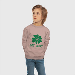 Свитшот хлопковый детский Get lucky, цвет: пыльно-розовый — фото 2