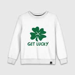 Свитшот хлопковый детский Get lucky, цвет: белый