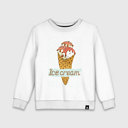 Свитшот хлопковый детский Ice cream, цвет: белый