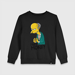 Свитшот хлопковый детский Mr. Burns: I get money, цвет: черный