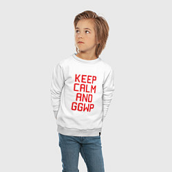 Свитшот хлопковый детский Keep Calm & GGWP, цвет: белый — фото 2