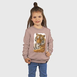 Свитшот хлопковый детский Tiger: retro style, цвет: пыльно-розовый — фото 2