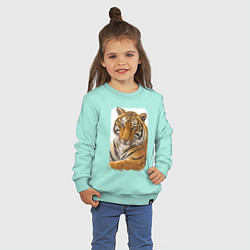 Свитшот хлопковый детский Tiger: retro style цвета мятный — фото 2