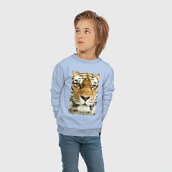 Свитшот хлопковый детский Tiger Face: retro style, цвет: мягкое небо — фото 2