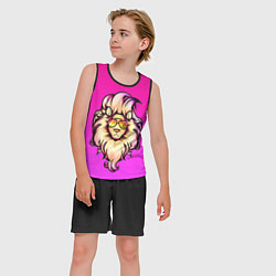 Майка-безрукавка детская Модный лев в очках, цвет: 3D-черный — фото 2
