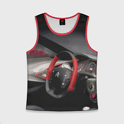 Майка-безрукавка детская Ситроен - салон - Steering wheel, цвет: 3D-красный