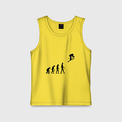 Майка детская хлопок Эволюция лыжник, цвет: желтый
